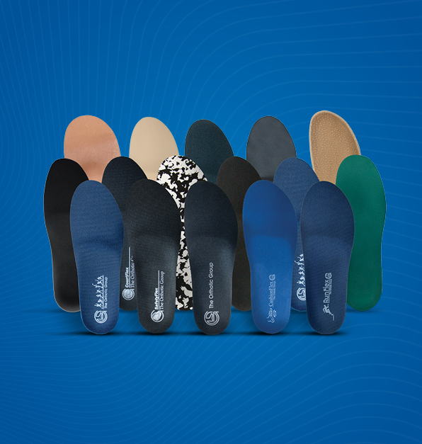 Collection of custom foot orthotics manufactured by The Orthotic Group